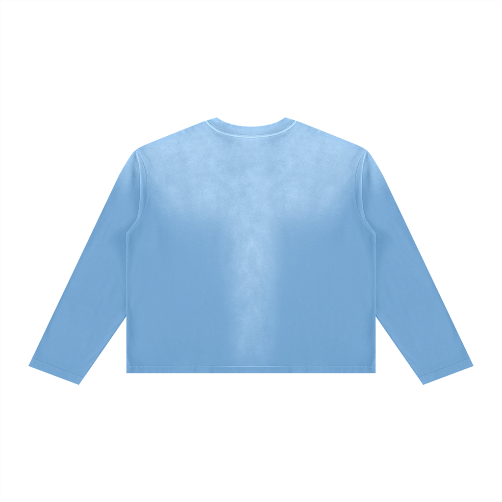 JacquardStudios Classic Unisex Sunfade Boxy Long Sleeve in Sky Blue, alternate view