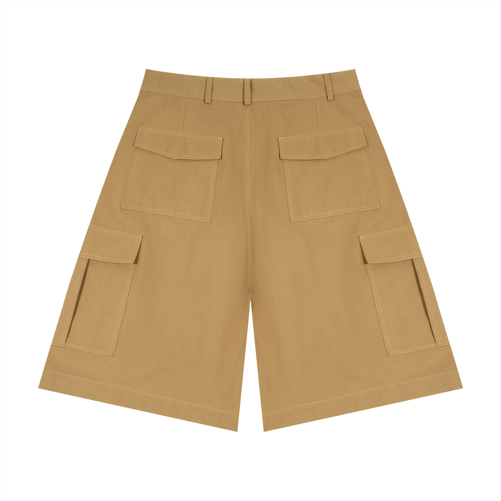 JacquardStudios Unisex Woven Cargo Shorts in Brown, alternate view
