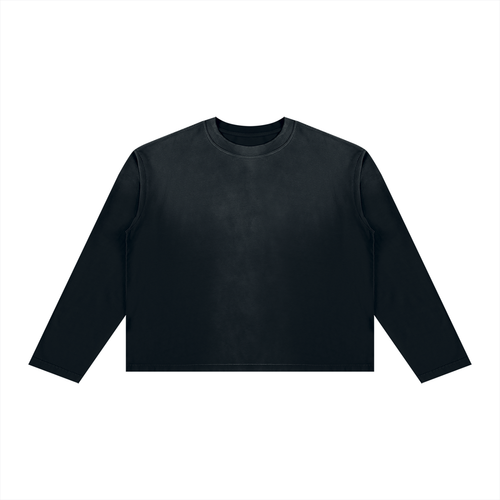 JacquardStudios Basic Unisex Sunfade Boxy Long Sleeve in Black