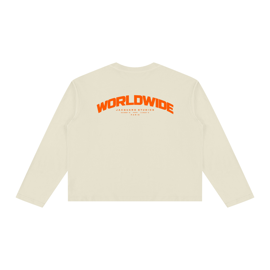 JacquardStudios Worldwide Orange Longsleeve in Apricot, alternate view