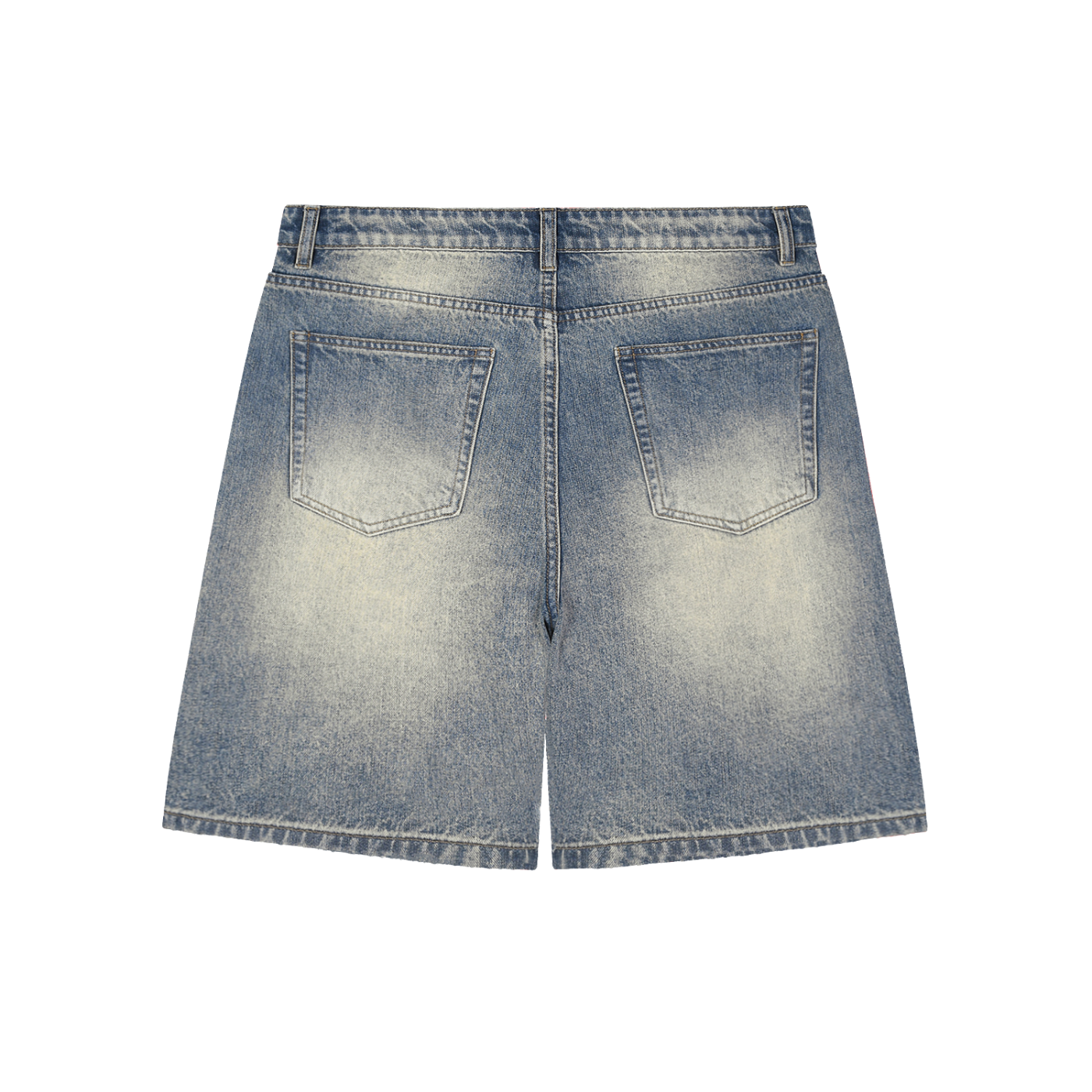JacquardStudios Faded Distressed Baggy Denim Shorts in Blue, alternate view