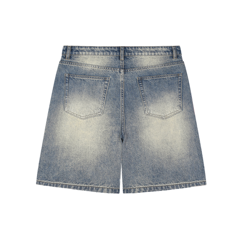 JacquardStudios Faded Distressed Baggy Denim Shorts in Blue, alternate view