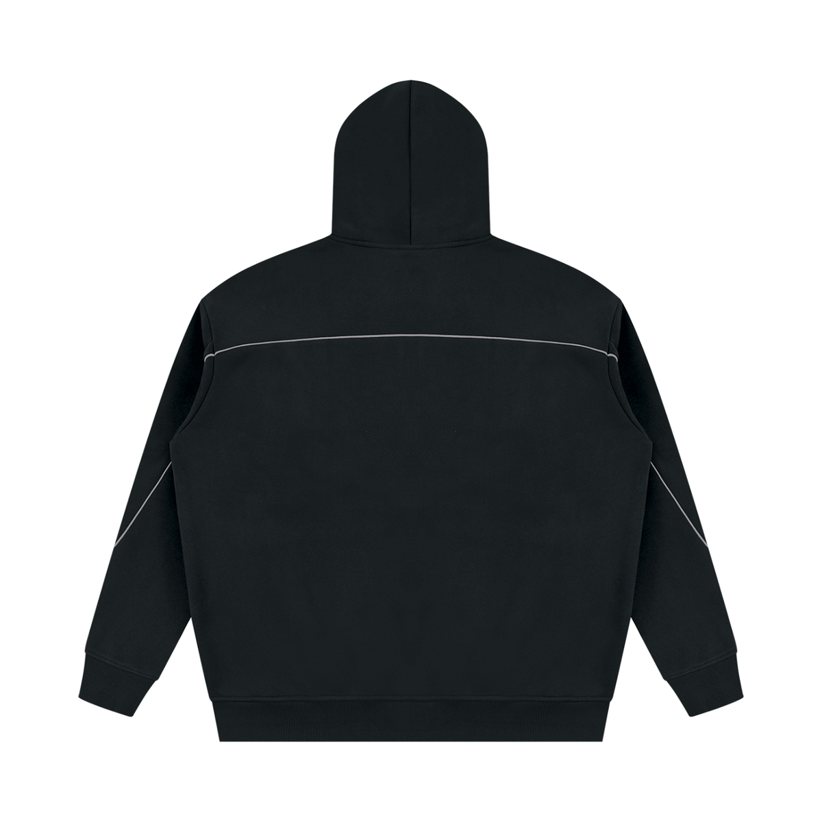 JacquardStudios Unisex Oversized Piping Fleece Hoodie in Black, alternate view