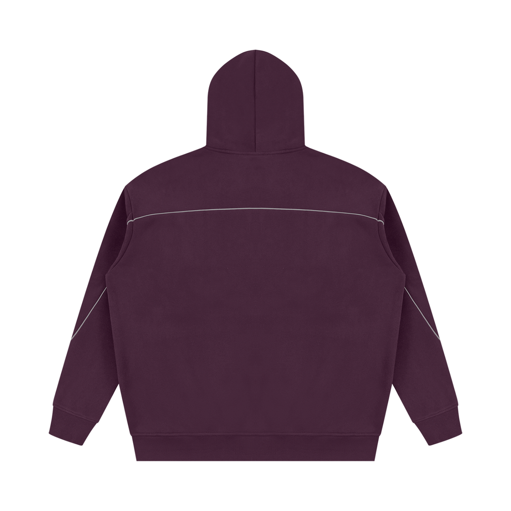 Hoodie of the JacquardStudios Piping Fleece Tracksuit in Plum Purple, alternate view