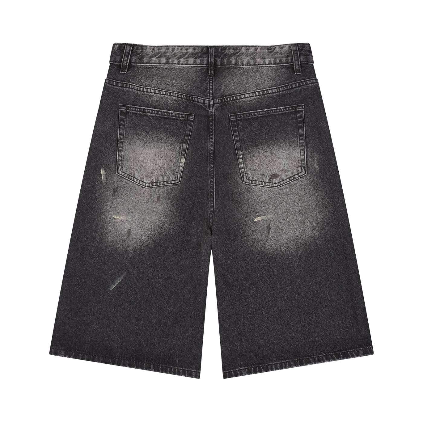 JacquardStudios Men’s Wash Wide Leg Denim Shorts in Black, alternate view