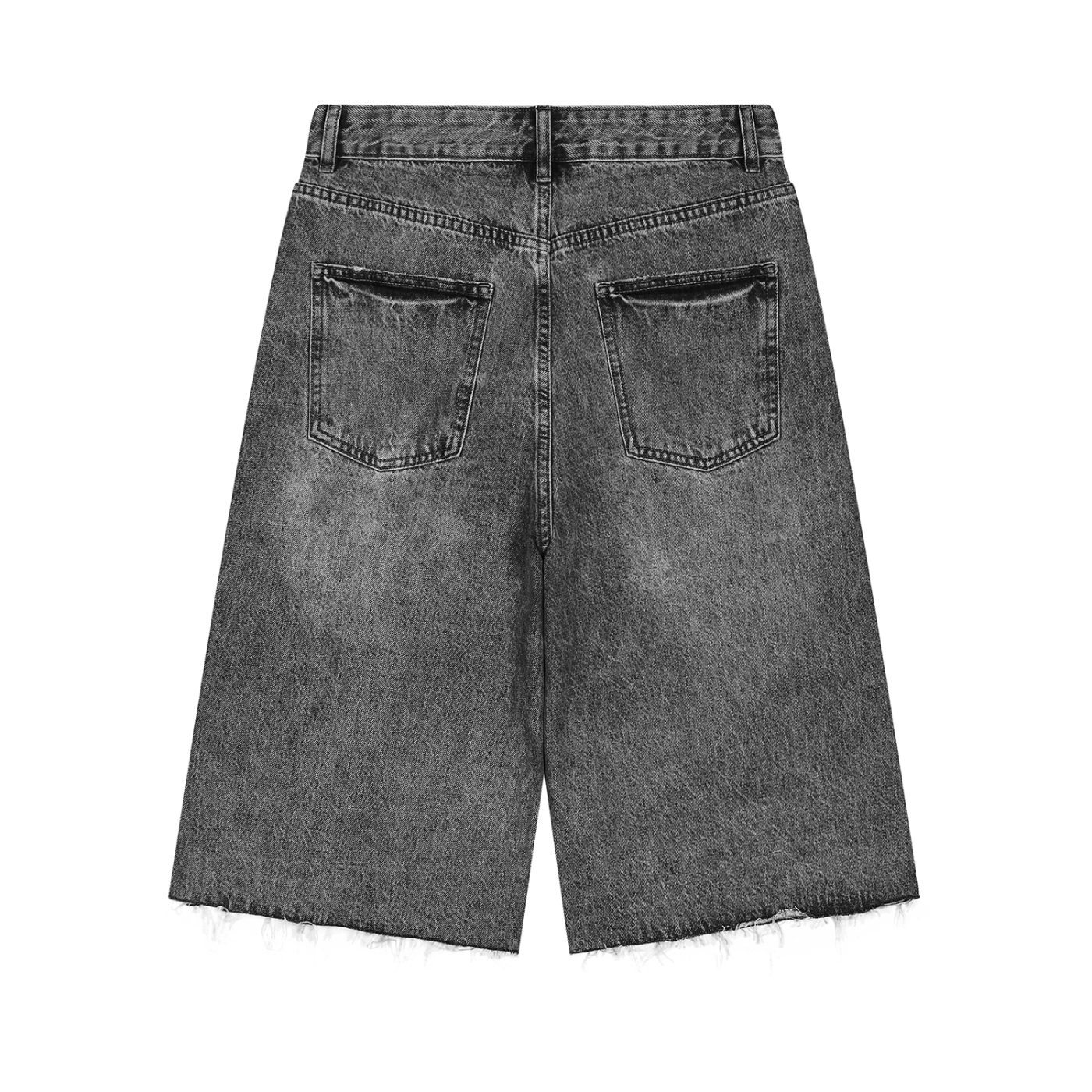 JacquardStudios Men’s Vintage Wide Leg Denim Shorts in Black, alternate view