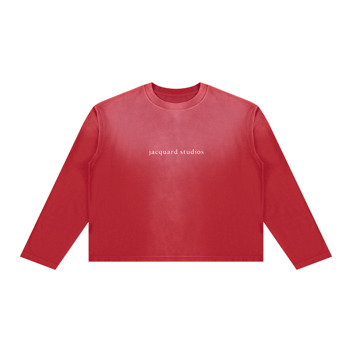 JacquardStudios Unisex Sunfade Boxy Long Sleeve T-Shirt in Red