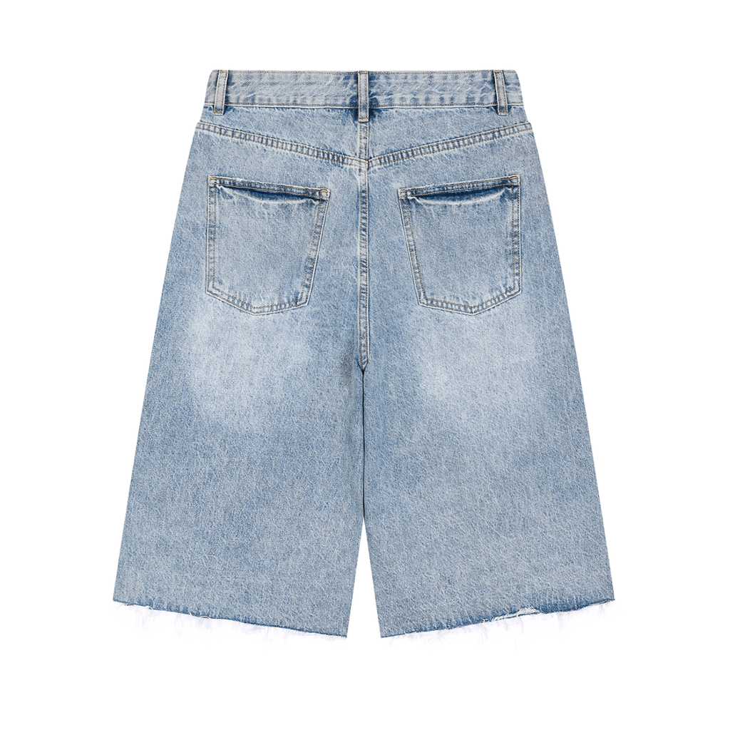 JacquardStudios Men’s Vintage Wide Leg Denim Shorts in Jeans Blue, alternate view