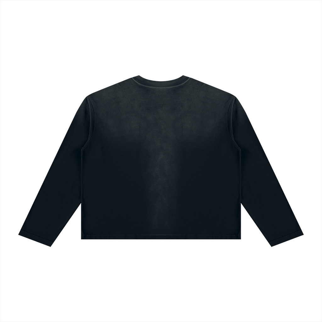 JacquardStudios J/S Unisex Sunfade Boxy Long Sleeve, white print, in Black, alternate view