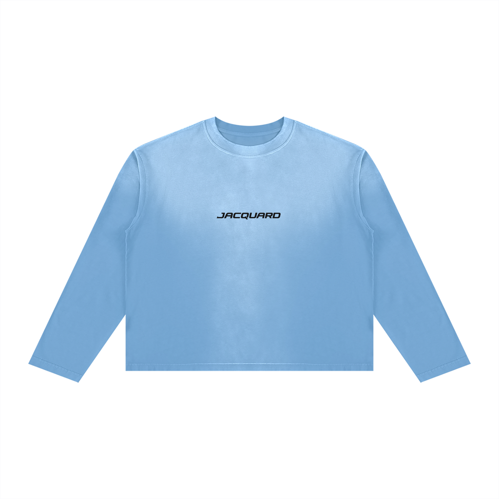 JacquardStudios Classic Unisex Sunfade Boxy Long Sleeve in Sky Blue
