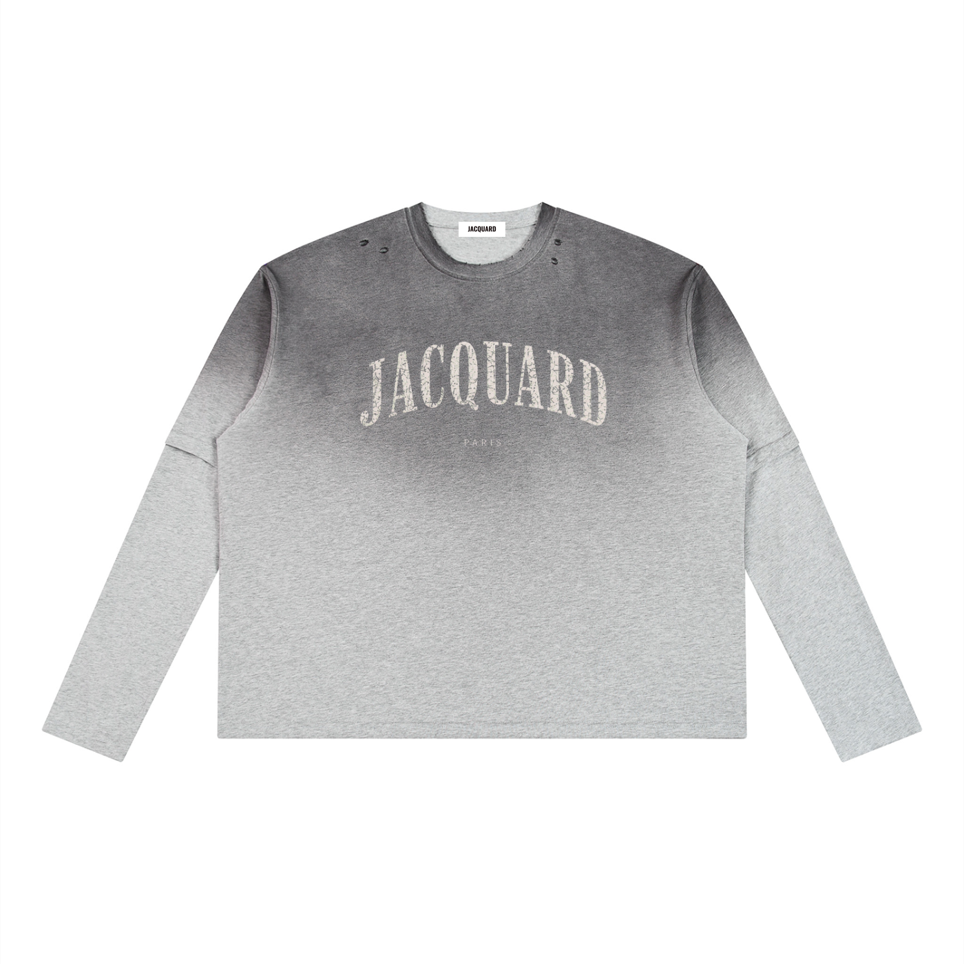 JacquardStudios Unisex Washed Layered Long Sleeve in Flower Gray