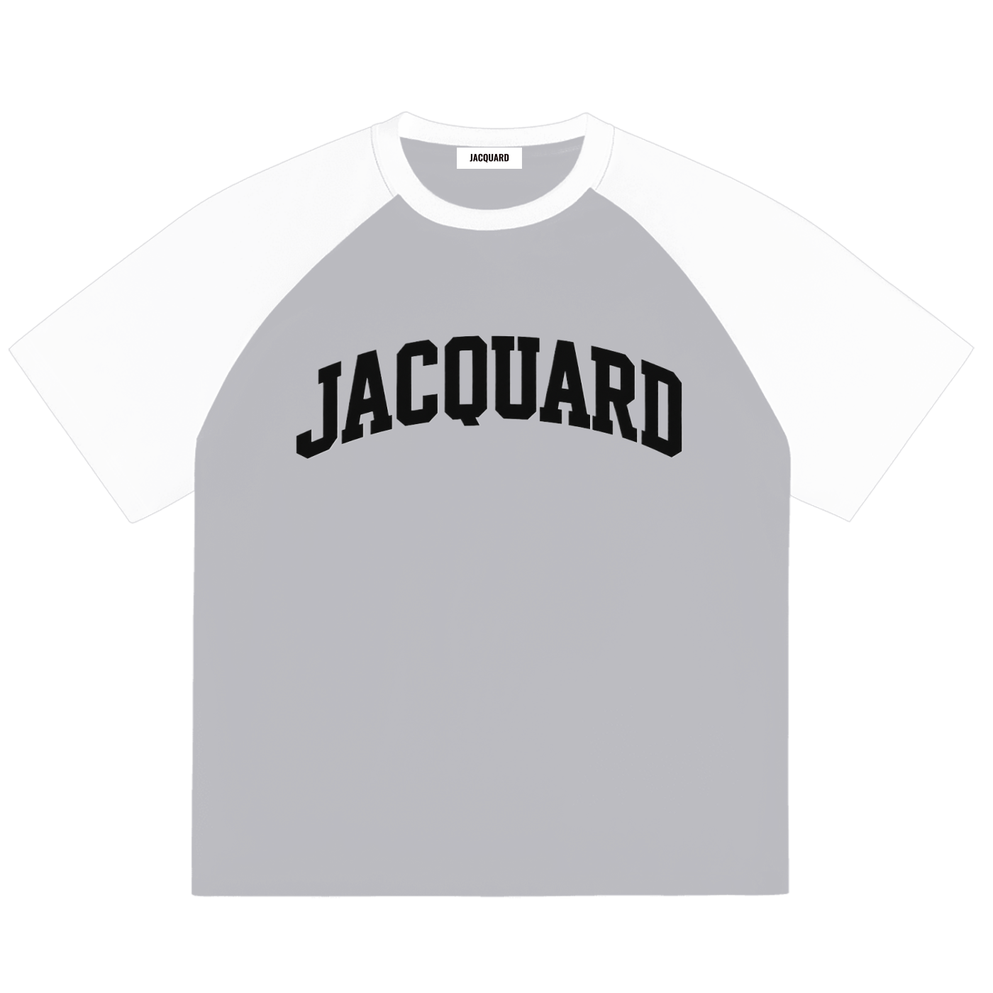 JacquardStudios Raglan Sleeve T-Shirt in Gray with White