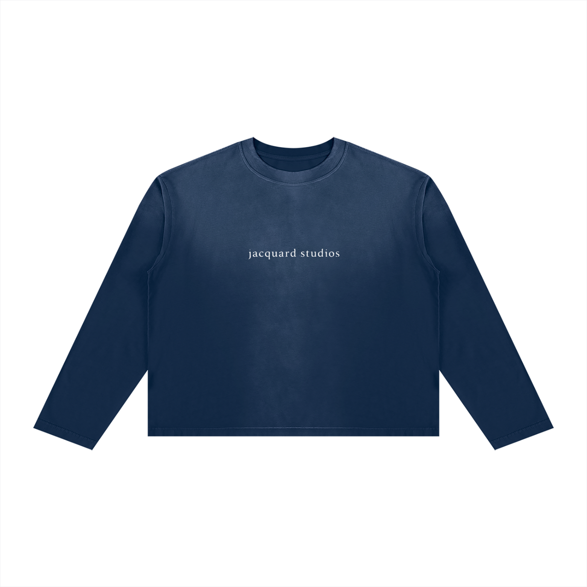 JacquardStudios Unisex Sunfade Boxy Long Sleeve T-Shirt in Navy Blue