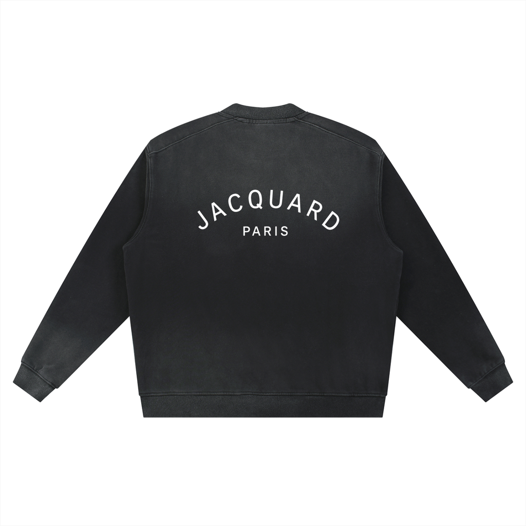 JacquardStudios Paris Sun Fade Heavyweight Baseball Jacket in Black, alternate view
