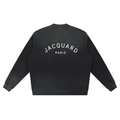 JacquardStudios Paris Sun Fade Heavyweight Baseball Jacket in Black, alternate view