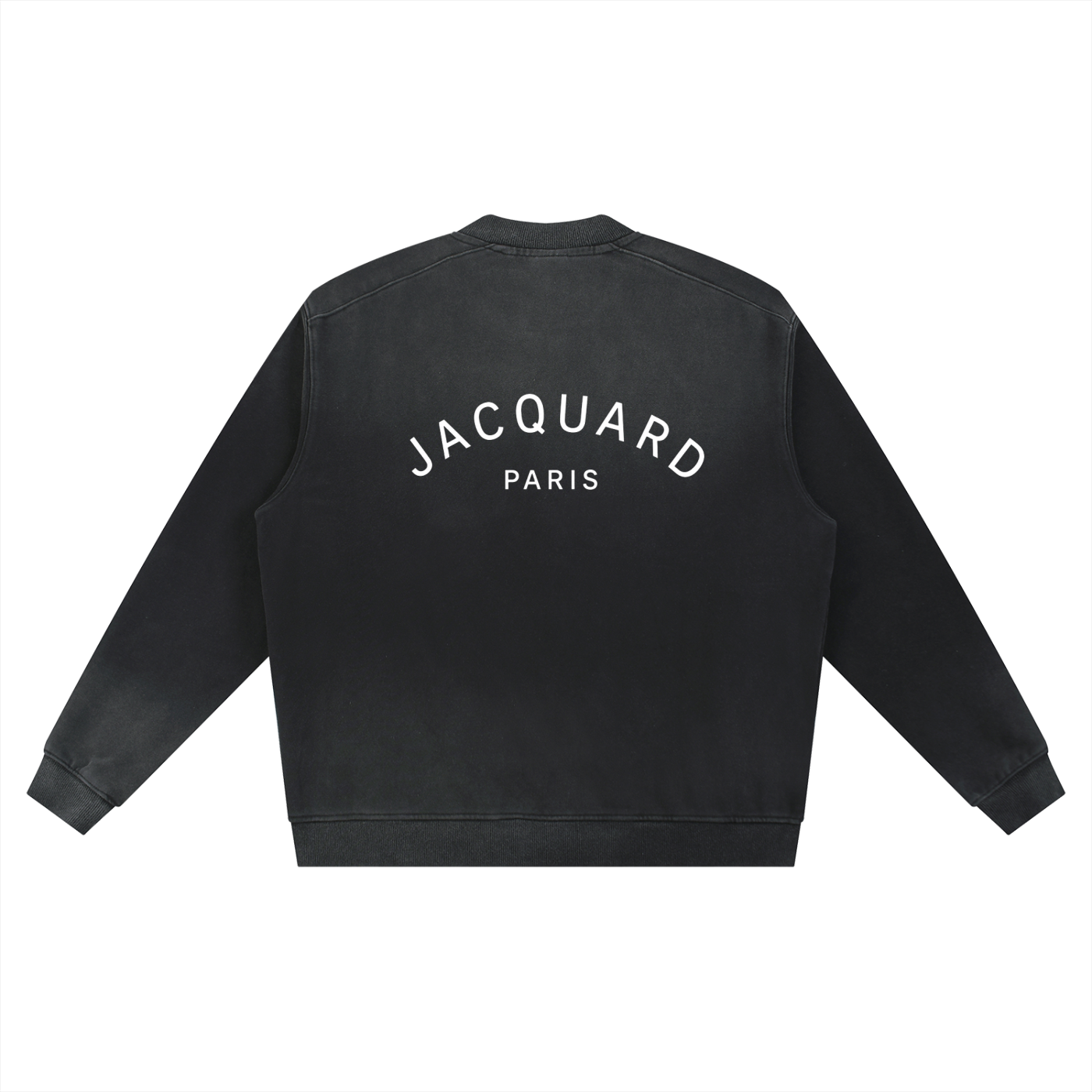 JacquardStudios Paris Sun Fade Heavyweight Baseball Jacket in Black, alternate view