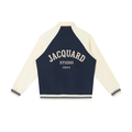 JacquardStudios Studio Baseball Jacket in Navy Blue with Apricot, alternate view
