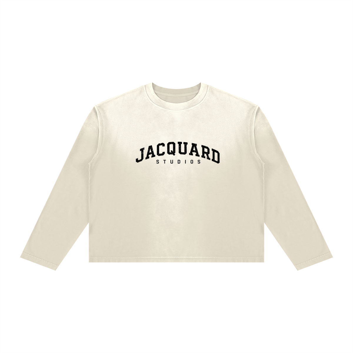 JacquardStudios Arched Unisex Sunfade Boxy Long Sleeve in Cream White