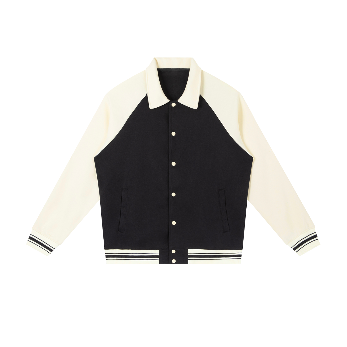 JacquardStudios Studio Baseball Jacket in Black with Apricot