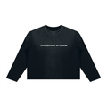 JacquardStudios J/S Unisex Sunfade Boxy Long Sleeve, white print, in Black