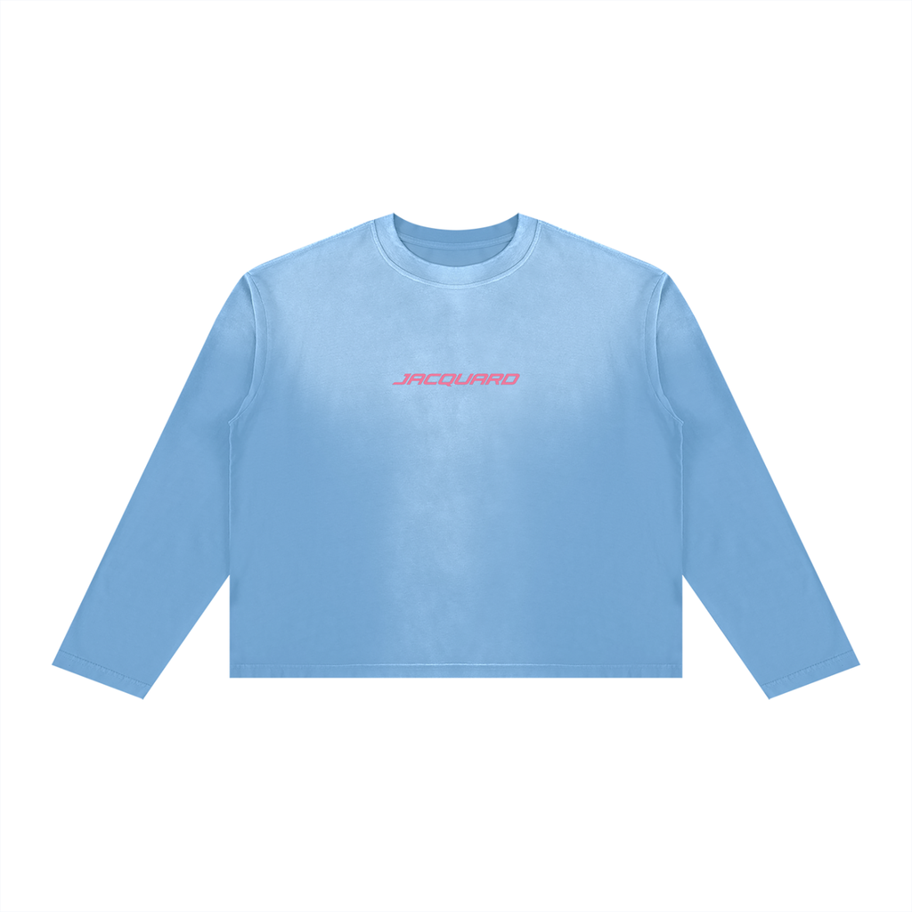 JacquardStudios Defined Unisex Sunfade Boxy Long Sleeve in Sky Blue