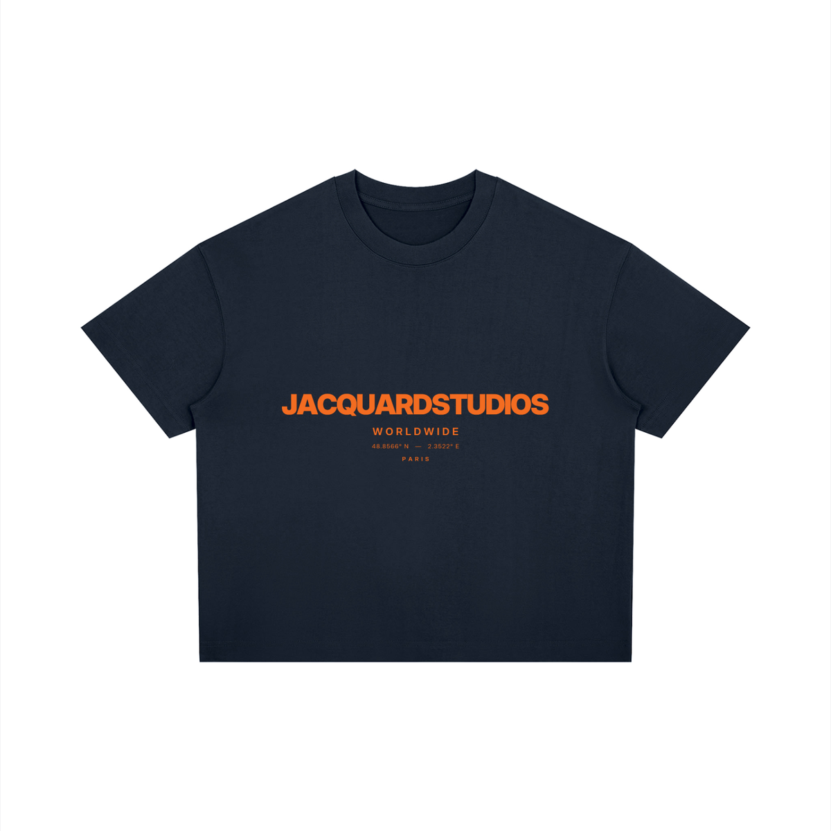 JacquardStudios Worldwide Orange T-Shirt in Navy Blue