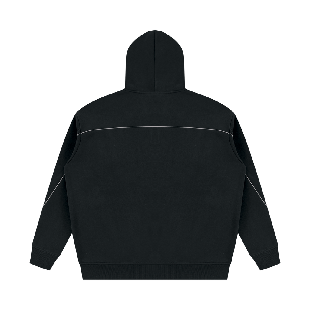 Hoodie of the JacquardStudios Piping Fleece Tracksuit in Black, alternate view