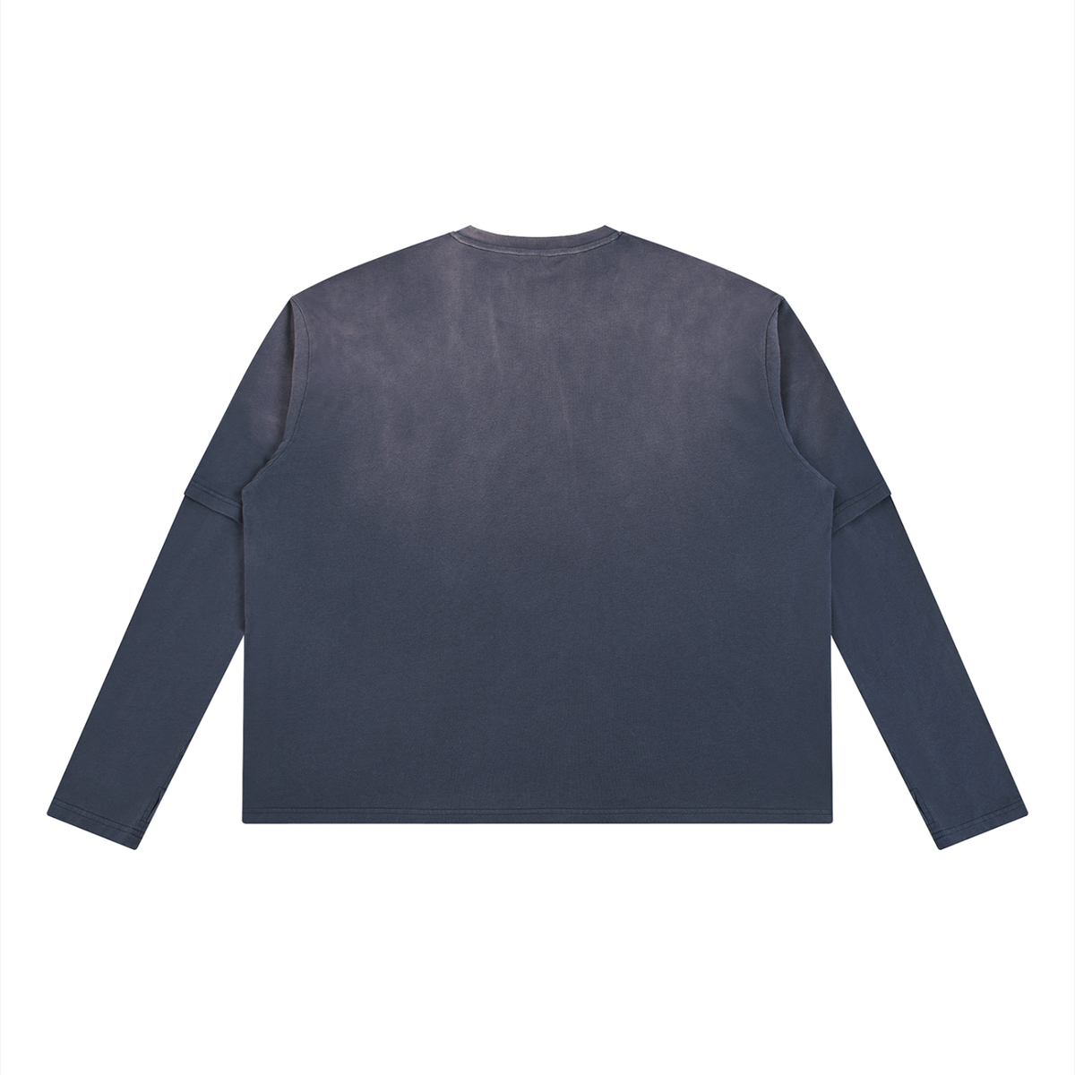 JacquardStudios Unisex Washed Layered Long Sleeve in Navy Blue, alternate view