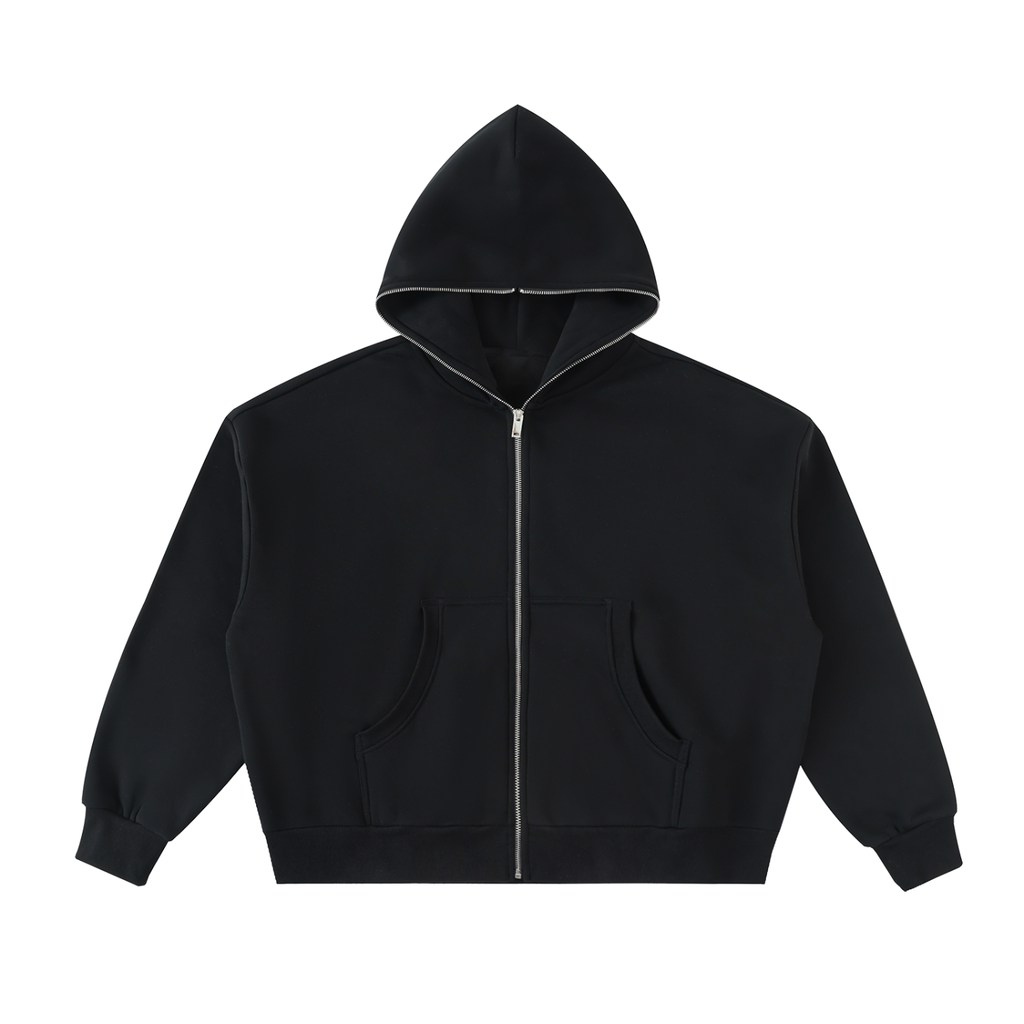 JacquardStudios Fleeced Full Boxy Zip in Black