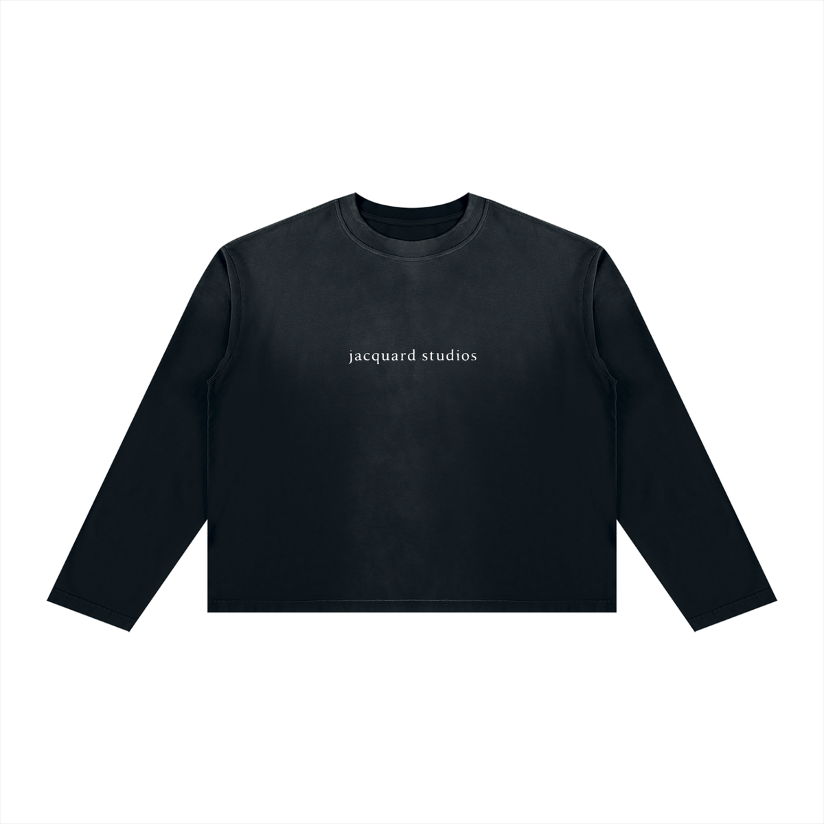 JacquardStudios Unisex Sunfade Boxy Long Sleeve T-Shirt in Black