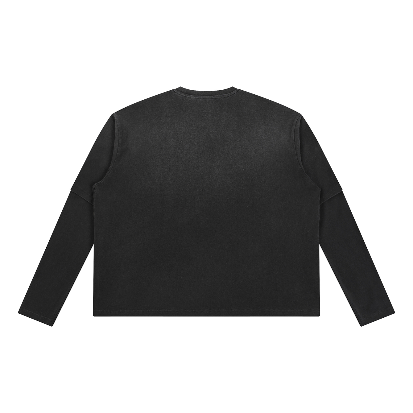 JacquardStudios Unisex Washed Layered Long Sleeve in Black, alternate view