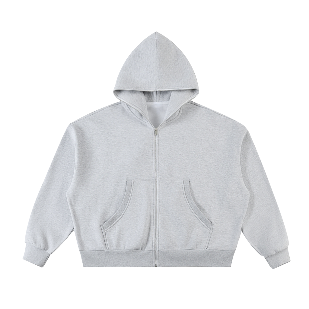 JacquardStudios Fleeced Full Boxy Zip in Flower Gray