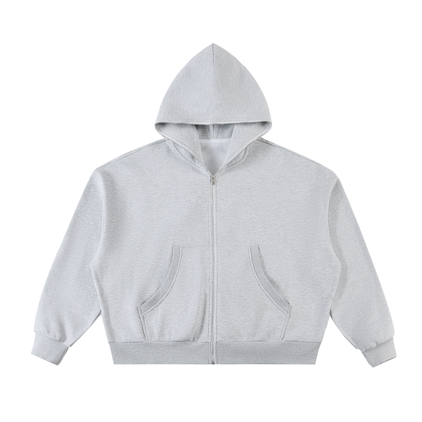 JacquardStudios Fleeced Full Boxy Zip in Flower Gray