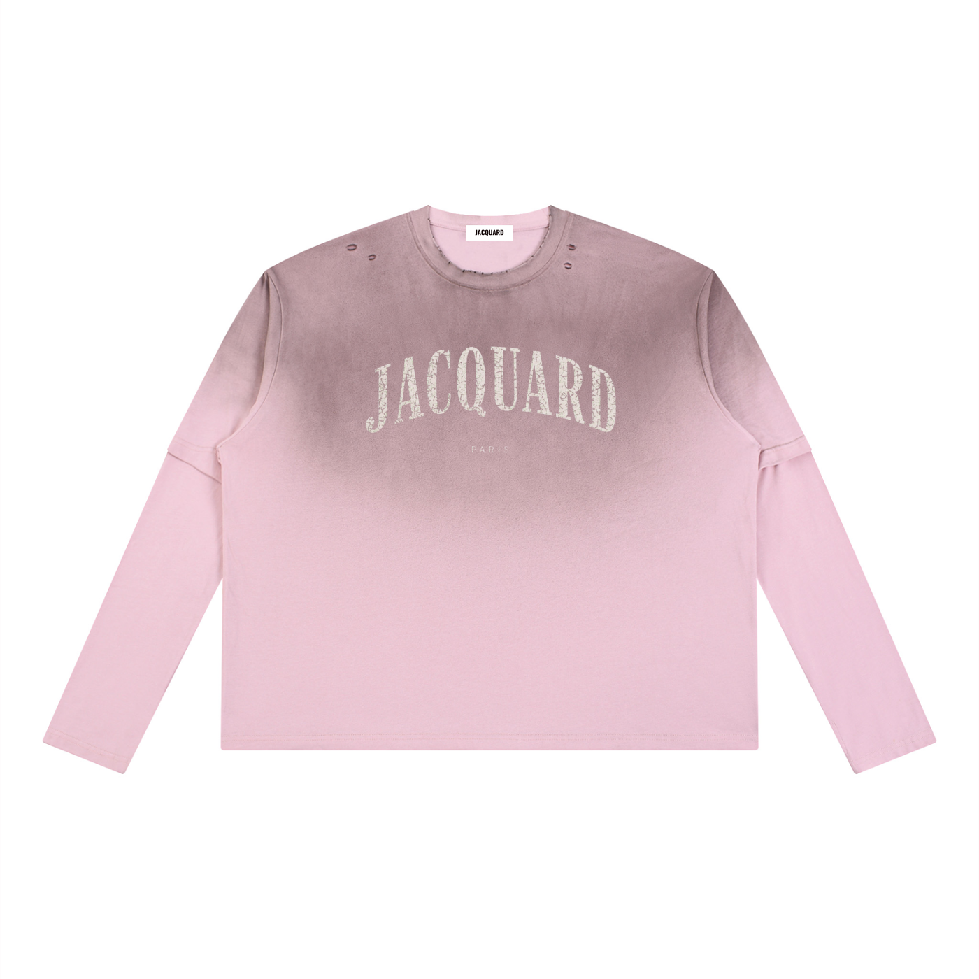 JacquardStudios Unisex Washed Layered Long Sleeve in Pink