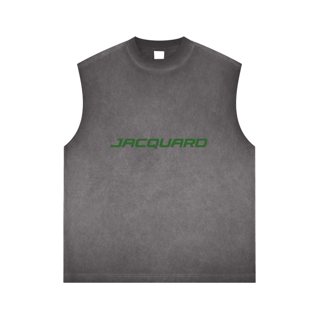 JacquardStudios Green Reverse Washed Tank Top in Gray