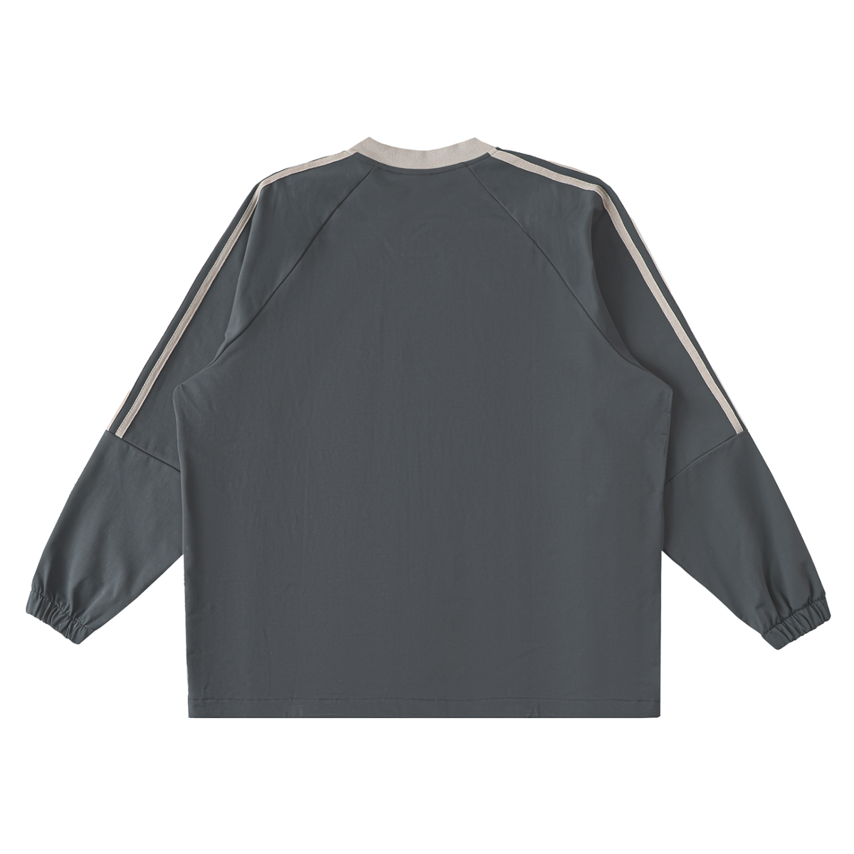 JacquardStudios Pink Paris V-Neck Long Sleeve in Dark Gray with Khaki, alternate view