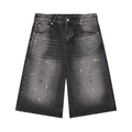 JacquardStudios Men’s Wash Wide Leg Denim Shorts in Black