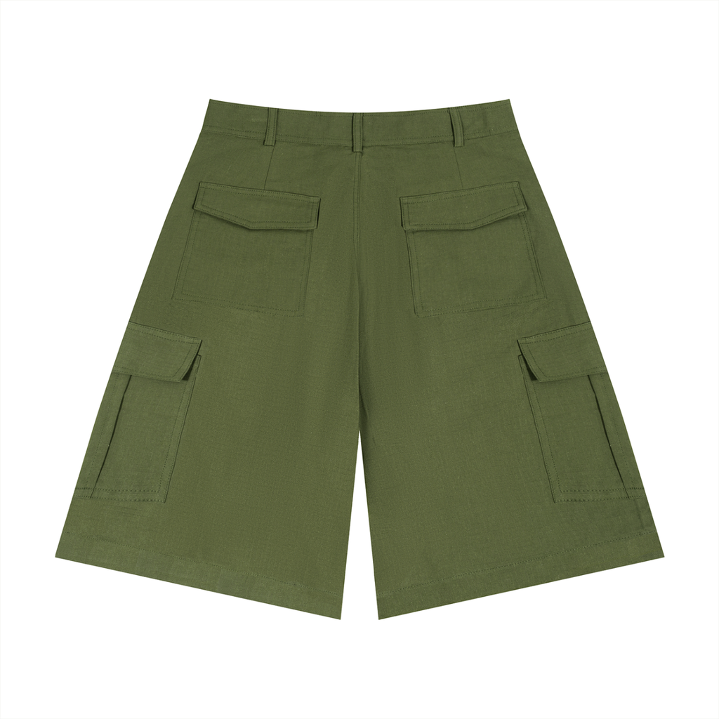 JacquardStudios Unisex Woven Cargo Shorts in Army Green, alternate view