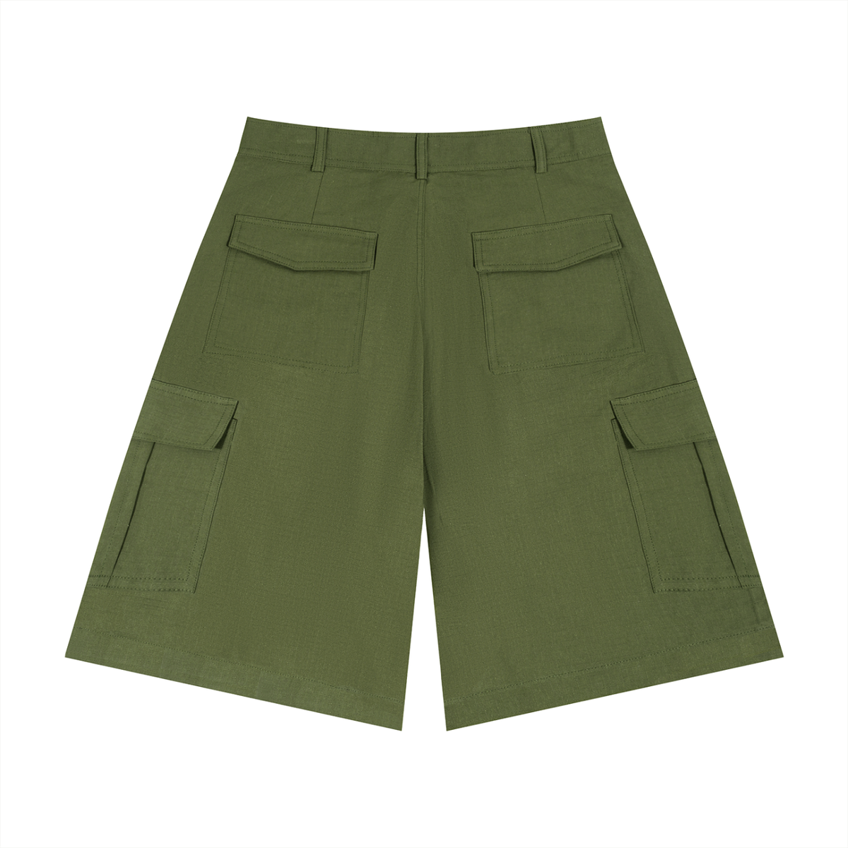 JacquardStudios Unisex Woven Cargo Shorts in Army Green, alternate view
