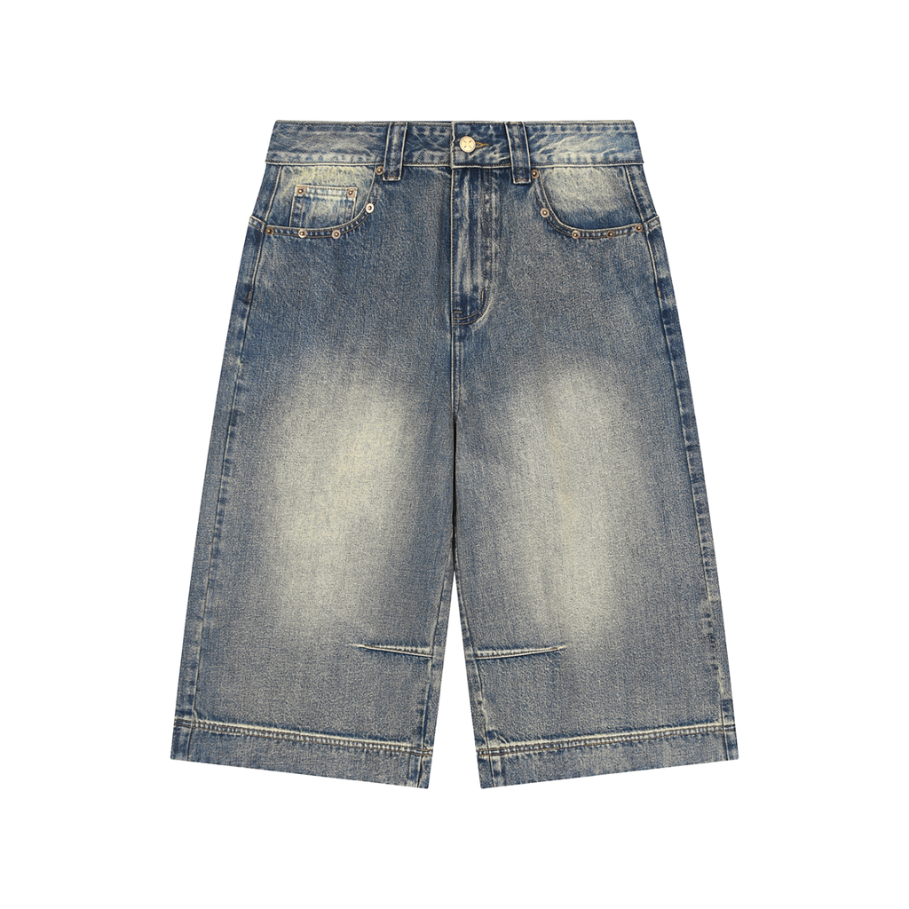 JacquardStudios Wash Baggy Denim Shorts in Blue