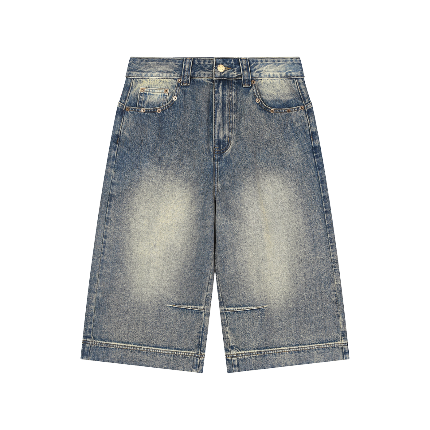 JacquardStudios Wash Baggy Denim Shorts in Blue