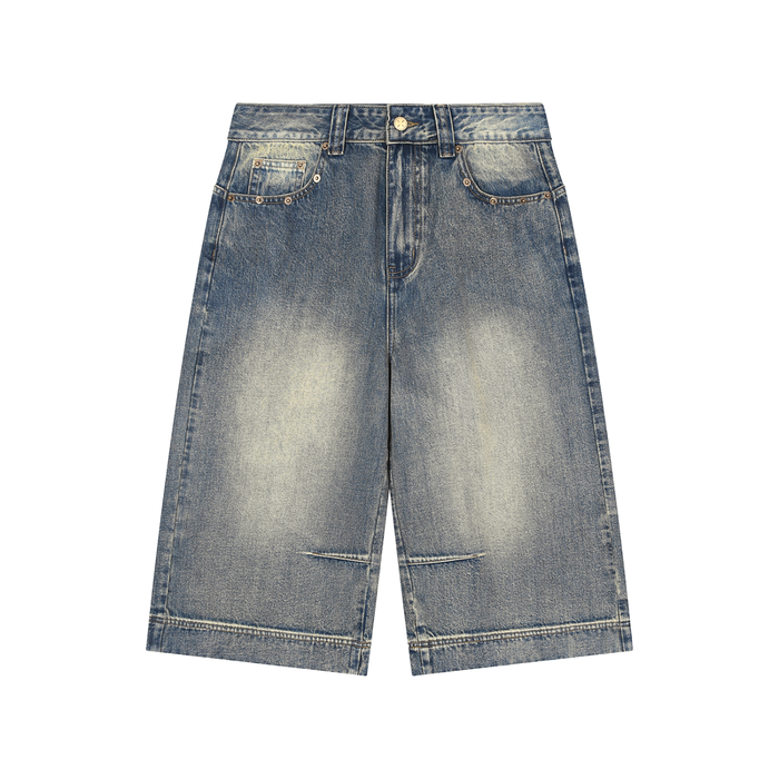 JacquardStudios Wash Baggy Denim Shorts in Blue