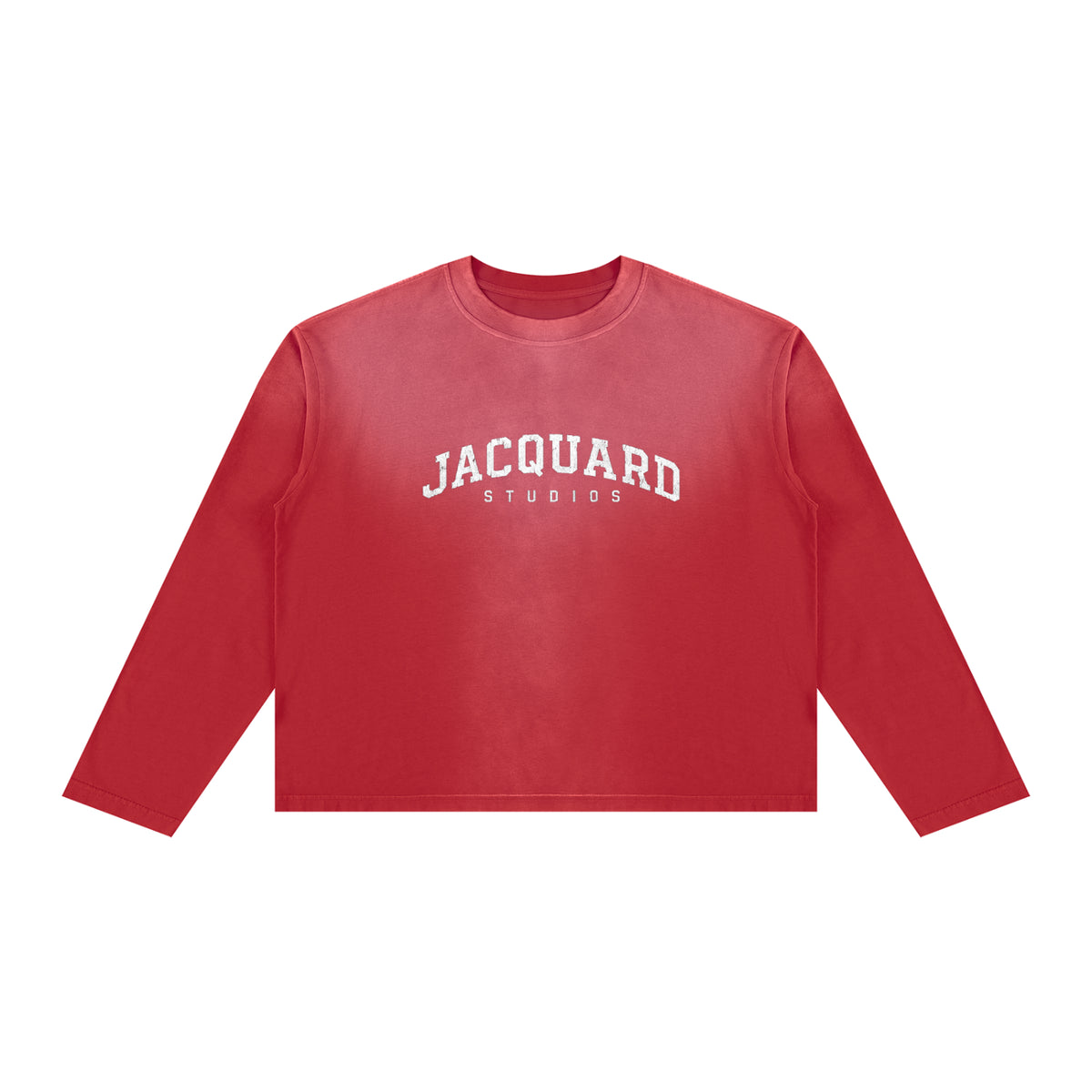 JacquardStudios Arched Unisex Sunfade Boxy Long Sleeve in Red