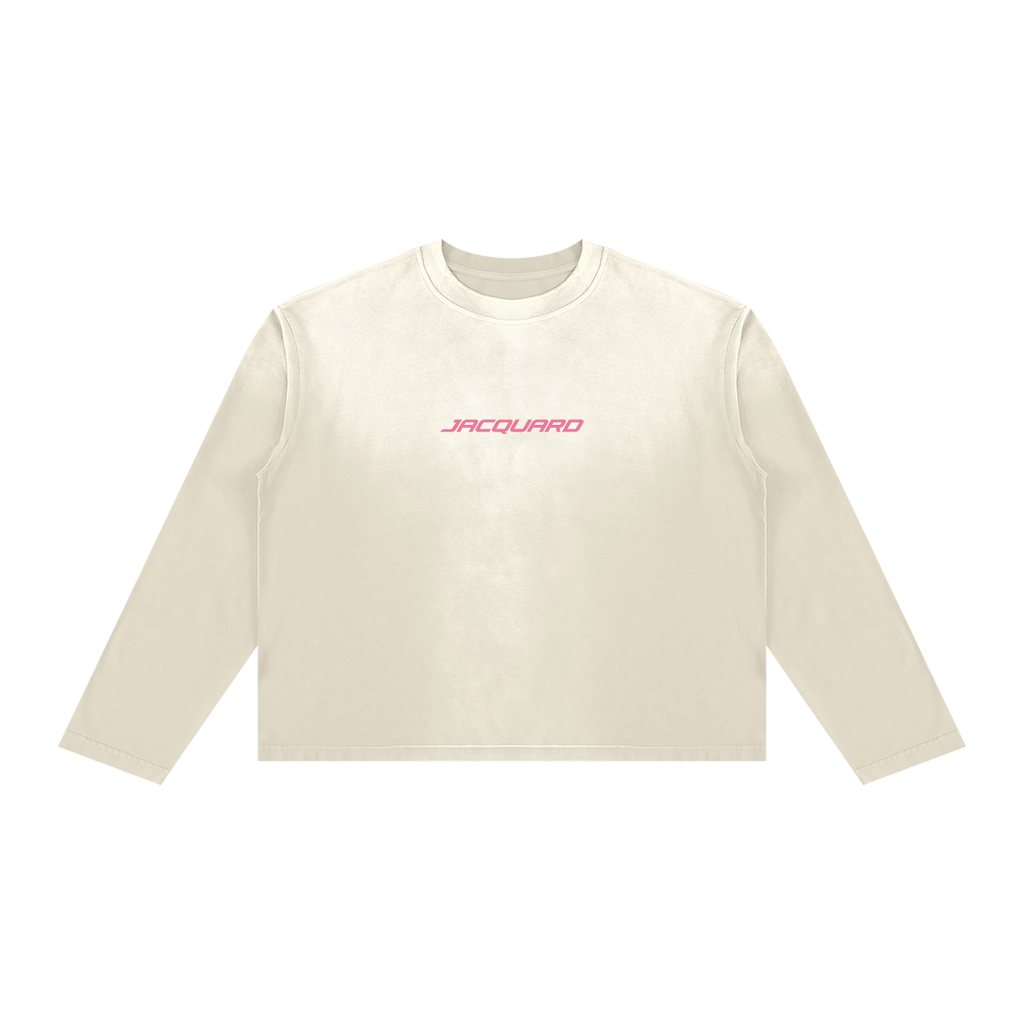 JacquardStudios Defined Unisex Sunfade Boxy Long Sleeve in Cream White