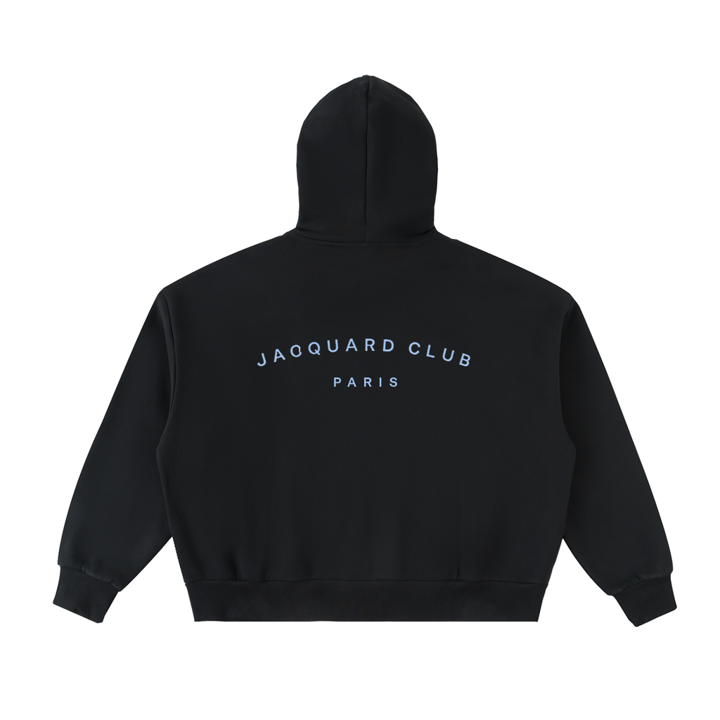 JacquardStudios Fleeced Full Boxy Zip in Black, alternate view