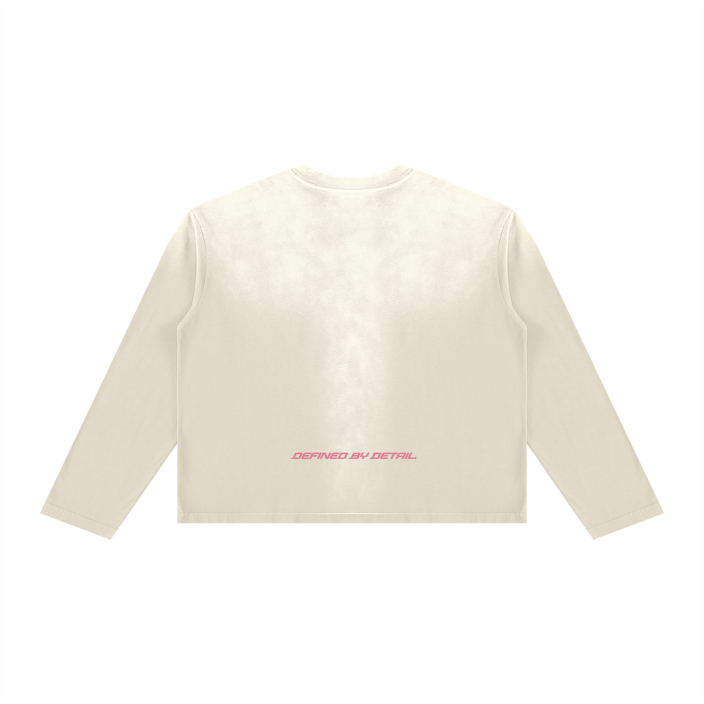 JacquardStudios Defined Unisex Sunfade Boxy Long Sleeve in Cream White, alternate view