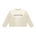 JacquardStudios J/S Unisex Sunfade Boxy Long Sleeve, black print, in Cream White