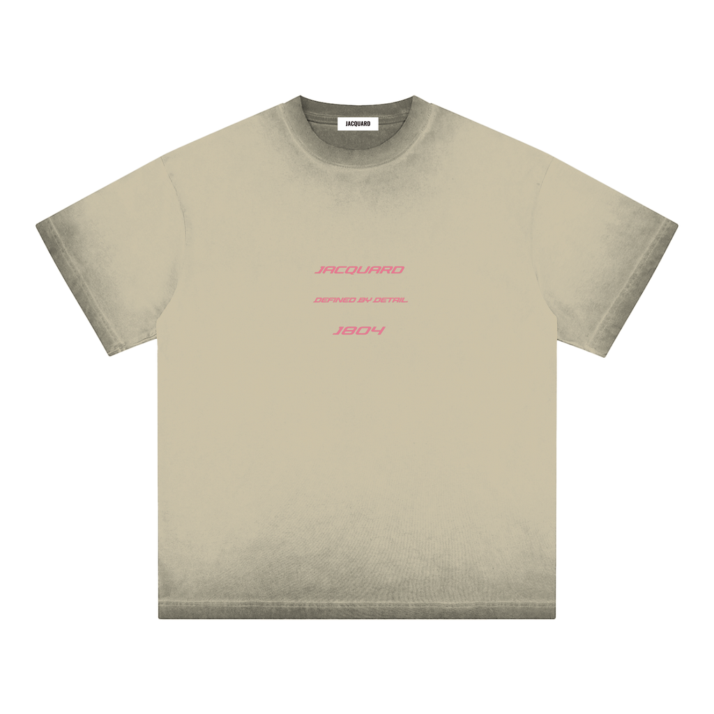 JacquardStudios Triple Pink Reverse Dyed Loose T-Shirt in Khaki