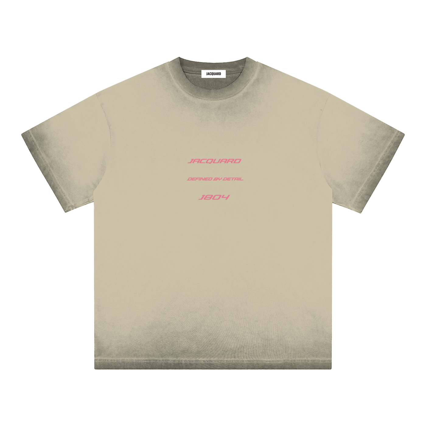 JacquardStudios Triple Pink Reverse Dyed Loose T-Shirt in Khaki