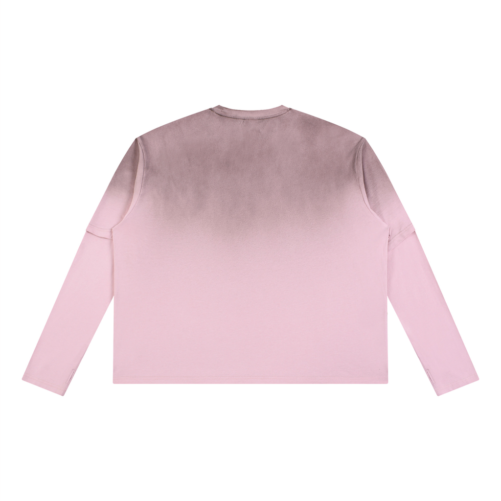 JacquardStudios Unisex Washed Layered Long Sleeve in Pink, alternate view